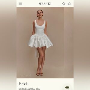 Felicia Satin Mini Dress With Bow - White